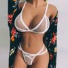 Sexy lingerie for women mesh transparent straps bra panties three point set